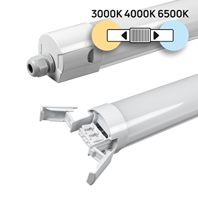 LED slim industrial lamp CCT PC housing, 1.20m 36W, 220V-240V AC, IP65