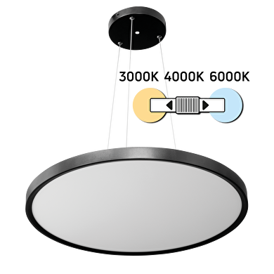 LED Deckenleuchte, Kreis, schwarz, 40W, 3000K/4000K/6000K, 220V-240V AC, IP20