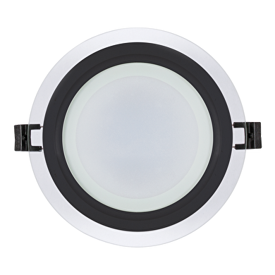 LED стъклен панел за вграждане, кръг, 12W, 4200K, 220-240V AC, IP44, черен ринг