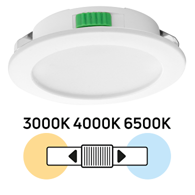 Мебелна LED луна за вграждане, кръг, 4W, 3000K/4000K/6500K, 12V DC, IP44, бяла