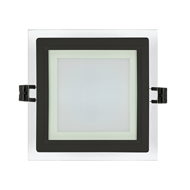 Panneau en verre LED pour installation, carré,  6W, 4200K, 220-240V AC, IP44, anneau noir