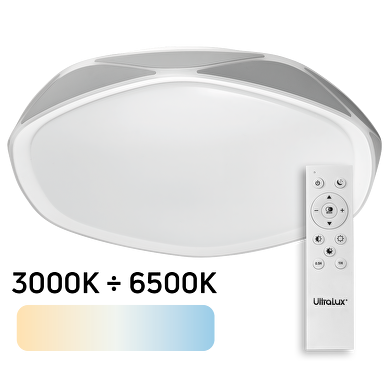 Plafonnier LED CCT de gradation avec télécommande, grise, max. 72W, 3000K-6500К, 220-240V AC, cercle, IP20