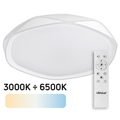 Plafoniera LED dimmerabile CCT con telecomando, bianca, max. 72W, 3000K-6500К, 220-240V AC, rotonda, IP20