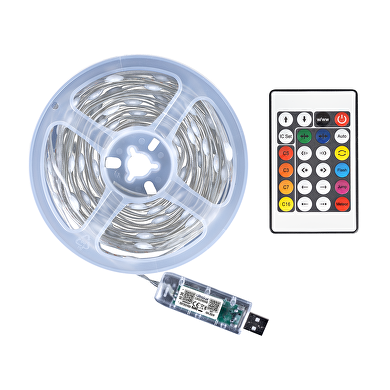 LED-USB-Umgebungslicht 1W/m, RGB, 5V DC, SMD3939, 10m, 10 LEDs/m, IP65