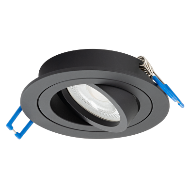 Ceiling downlight frame, round, GU10, movable, black, IP20