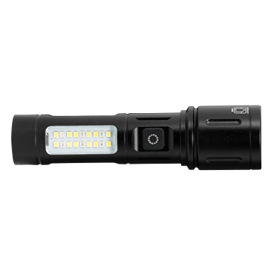 Multifunctional LED flashlight with zoom and sidelight 8W/8W, 6500K/5500K, 5V DC, IP44