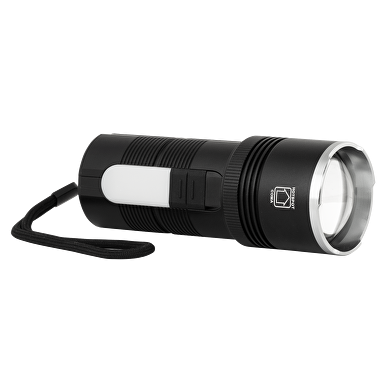 Multifunctional LED flashlight with zoom, sidelight and power bank function 10W/3W, 6500K/3500K, 5V DC, IP44