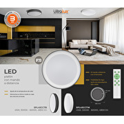 Plafón de LED dimable, CCT, con mando a distancia y memoria,blanco, 45W, 3000-6000К, 220-240V AC, IP20