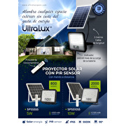 LED proyector con panel solar   PIR detector de movimiento, 90°, 10W, 5500K, IP65