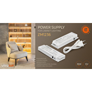 Netzteil, stabilisiert, für LED-Möbellicht 12V DC, 36W, 4 Ports, 3A, IP20