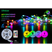 LED USB амбиентно осветление 1W/m, RGB, 5V DC, SMD3939, 10m, 10 LEDs/m, IP65