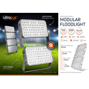 Professional LED modular floodlight, additional 200W, 5000K, 190-305V AC, IP66, Diffuser 20°