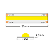 Επαγγελματική λωρίδα LED 11W/m, 1800K, 24V DC, 480LEDs/m, COB, 5m, Κεχριμπάρι, IP20