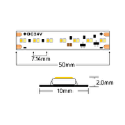 Profesionalna LED traka 12W/m, Dim-to-warm, 1800K-3000K, 24V DC, 280LEDs/m, SMD2216, 5m, IP20