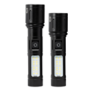 Multifunctional LED flashlight with zoom and sidelight 8W/8W, 6500K/5500K, 5V DC, IP44