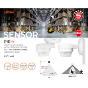 Sensore di movimento e presenza PIR per montaggio a parete/soffitto, 360°, 12m, IP65