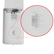 Светодиодна лампа с ON/OFF функция на сензора за движение и сменяема мощност 12W/15W/20W 4000K, IP65, за стена, бяла