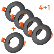 Bonus pack 4+1 Ceiling downlight frame 5 pcs./box, round, fixed, black, plastic, IP20