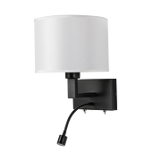 Επιτοίχιο φωτιστικό με καπέλο και ενσωματωμένο σποτ LED, E27, μέγιστης ισχύος 10W LED/1W, 3000K, IP20, μαύρο