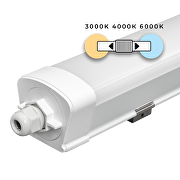 Plafoniera lineare a LED sottile in termoplastica 1.5m, IK08, 45W, CCT, 220-240V AC, IP65