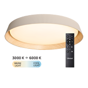 LED dimmable CCT ceiling lamp with remote control beige/wood, max.72W, 3000K-6000К, 220-240V AC, round, IP20