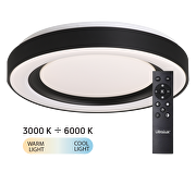 LED dimmable CCT ceiling lamp with remote control, black, max.72W, 3000K-6000К, 220-240V AC, round, IP20