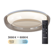 Lampada da soffitto LED dimmerabile CCT con telecomando, quarzo fumé, max.72W, 3000K-6000К, 220-240V AC, rotonda, IP20