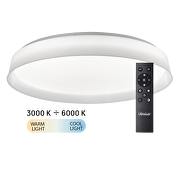 LED dimmable CCT ceiling lamp with remote control white, max.72W, 3000K-6000К, 220-240V AC, round, IP20