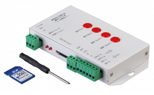 Controller for digital LED lighting with SD Card, 1-port, 5-24V DC