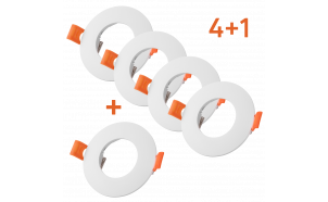Bonus pack 4+1 Ceiling downlight frame 5 pcs./box, round, fixed, white, plastic, IP20