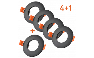 Bonus pack 4+1 Ceiling downlight frame 5 pcs./box, round, fixed, black, plastic, IP20